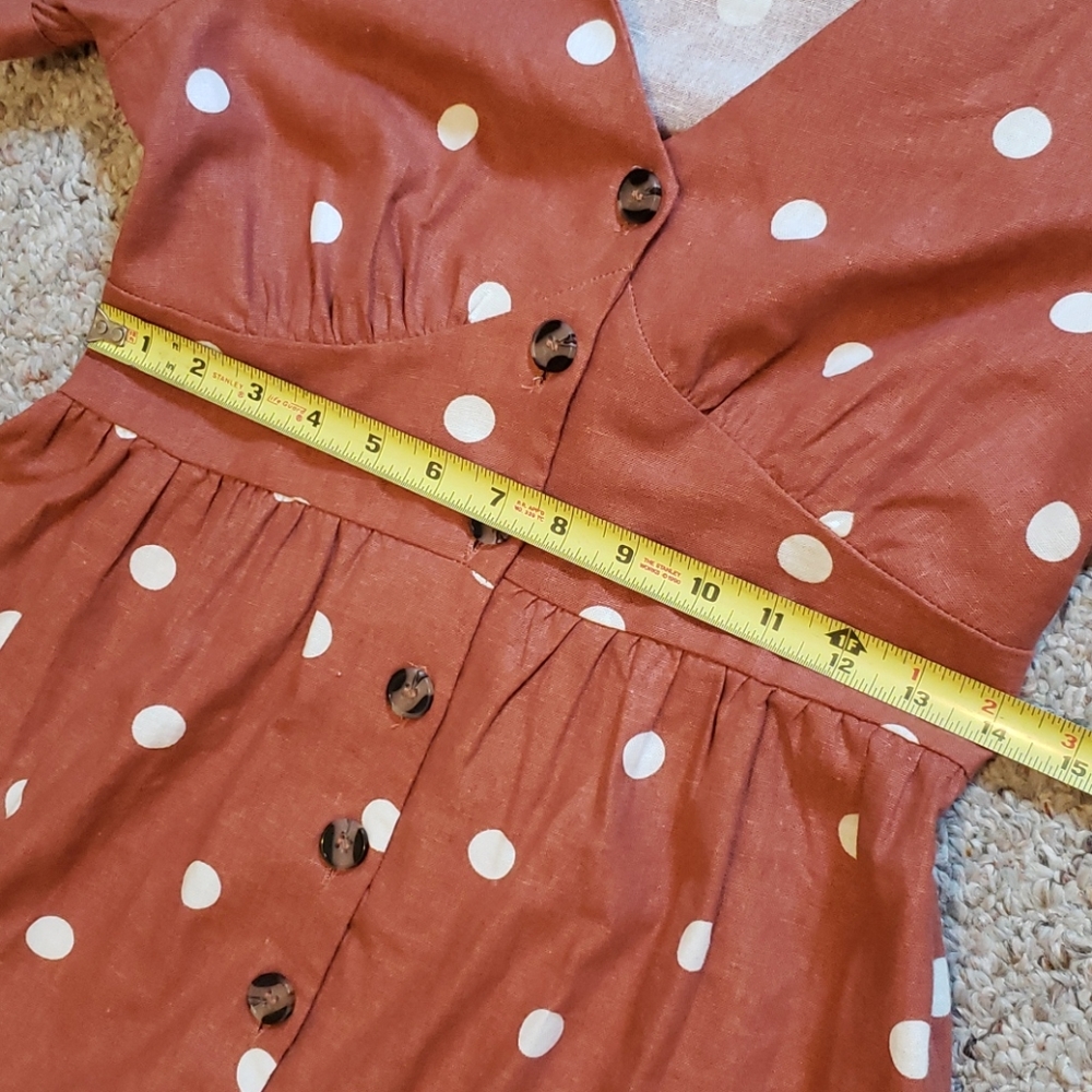 SOLD.   NWOT Anthropologie MINE Linen Dress Puff Sleeve  T - Picture 7 of 11
